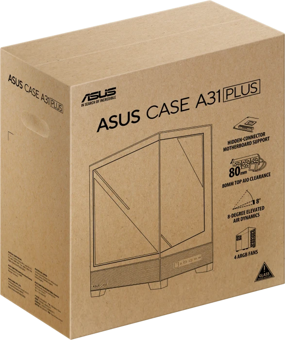 ASUS A31 Plus TG ARGB Black, Glasfenster