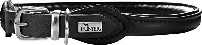 Hunter Round & Soft Elk Petit Halsband für kleine Hunde, Leder, weich, rund, fellschonend, 32 (XS), schwarz