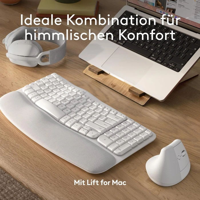 Logitech Wave Keys for Mac, Grauweiß, Logi Bolt, USB/Bluetooth, DE