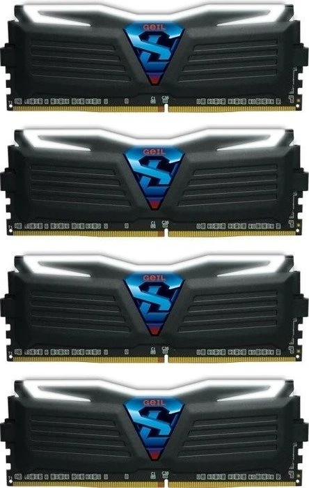 GeIL Super Luce schwarz LED weiß UDIMM 16GB Kit, DDR4-3000, CL16-16-16-36, 1R
