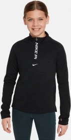 Nike Pro Dri-FIT 1/2-Zip Funktionsshirt langarm schwarz/weiß (Junior)