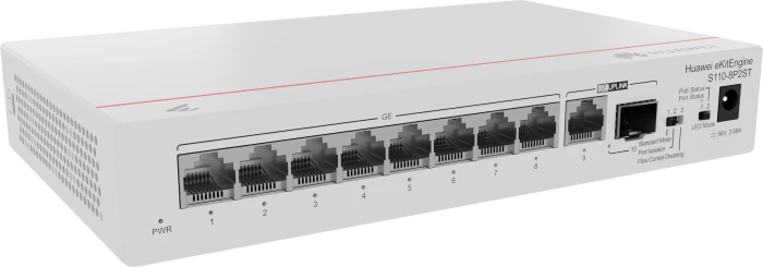 Huawei eKit SME Network eKitEngine S110 Series Desktop Gigabit Switch, 9x RJ-45, 1x SFP, 124W PoE+