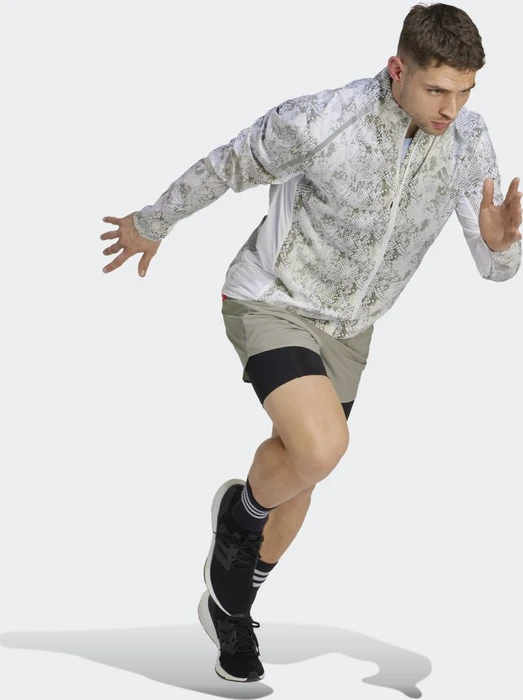 adidas Allover Print Marathon Jacke white/focus olive (Herren)
