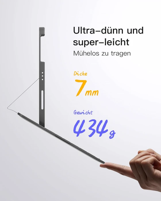 Inateck Superleicht Tastatur Hülle für iPad Air 6 11"/iPad Air 5/iPad 10/iPad Pro 11", grau, DE