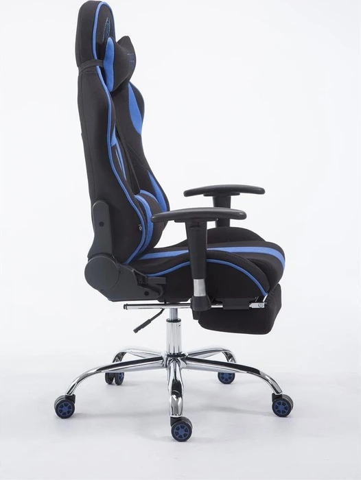 CLP Racing Limit V2 Stoff Gamingstuhl mit Fußstütze, schwarz/blau