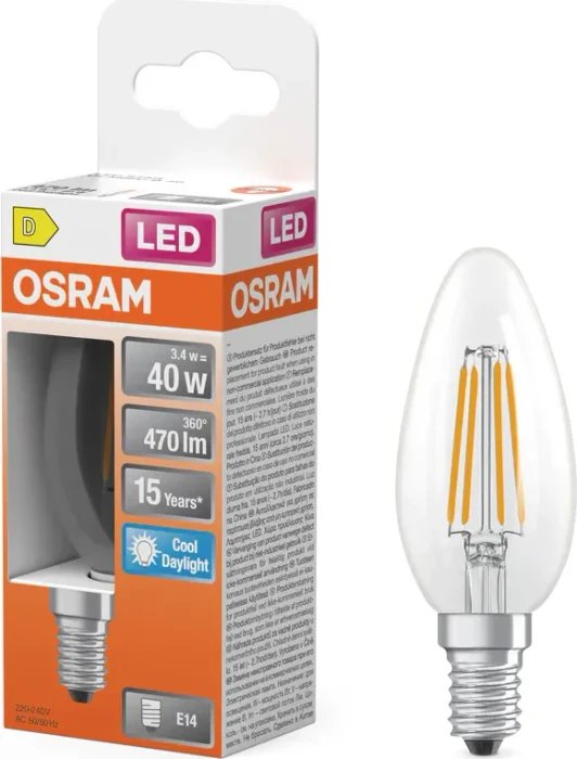 Osram Ledvance LED Retrofit Star Classic B 40 Filament 3.4W/865 E14 klar