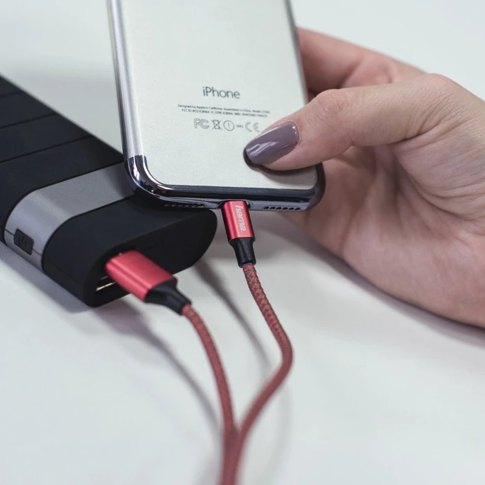 Hama Lade-/Datenkabel Reflective Lightning/USB-A 1.5m rot