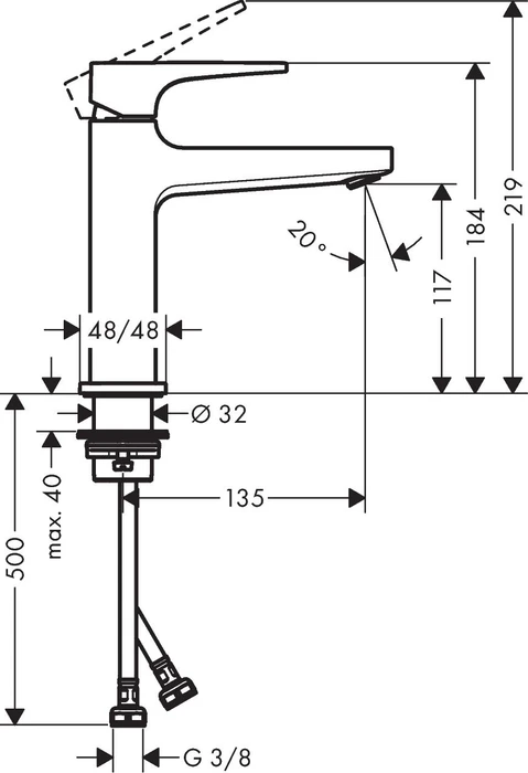 Hansgrohe Metropol Waschbeckenarmatur 110 mit Push-Open Ablaufgarnitur chrom
