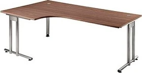 Hammerbacher Ergonomic N-Serie NS82/N Eckschreibtisch 200x120cm Nussbaum/silber
