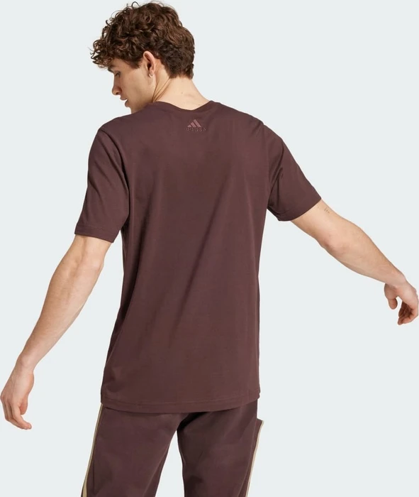 adidas Essentials Single Jersey Linear Embroidered Logo T-Shirt kurzarm shadow brown (Herren)