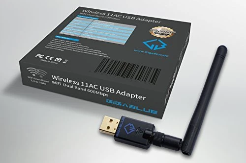 GigaBlue Wireless LAN-Adapter mit Antenne, 2.4GHz/5GHz WLAN, USB-A 2.0 [Stecker]