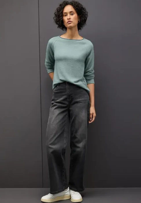 Street One Soft Melange Shirt langarm nile blue mel. (Damen)