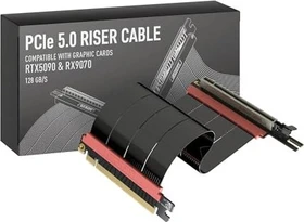 LinkUP AVA5 v4 ITX Armour Riser Kabel, links gerichtet, gewinkelt, PCIe 5.0, 200mm, schwarz