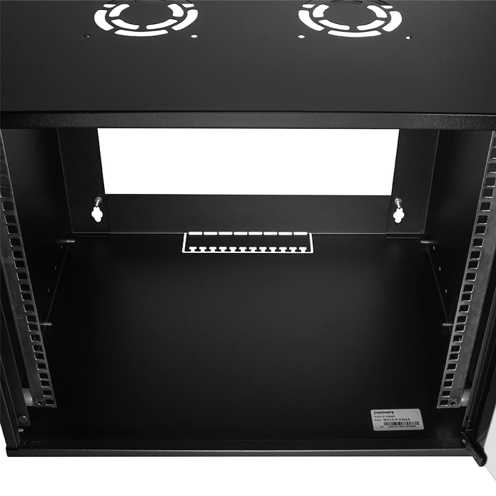 LogiLink 19" Wandschrank ECO 4HE, montiert, Sicherheitsglastür, schwarz, 400mm tief