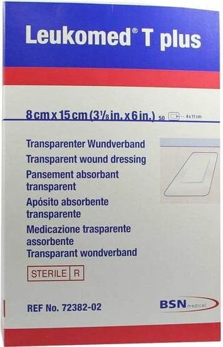 BSN medical Leukomed T Plus Pflaster transparent steril, 8 x 15cm, 50 Stück