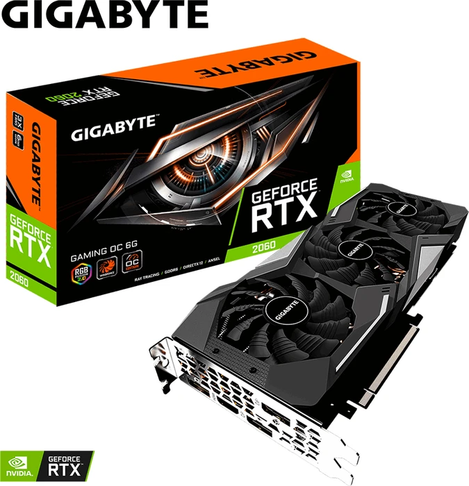 GIGABYTE GeForce RTX 2060 Gaming OC 6G, 6GB GDDR6, HDMI, 3x DP