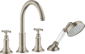 Hansgrohe Axor Montreux 4-Loch Wannenrandarmatur mit Kreuzgriffen brushed nickel