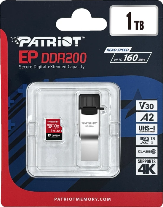 Patriot EP Series DDR200 R160/W120 1TB, UHS-I U3, A2, Class 10