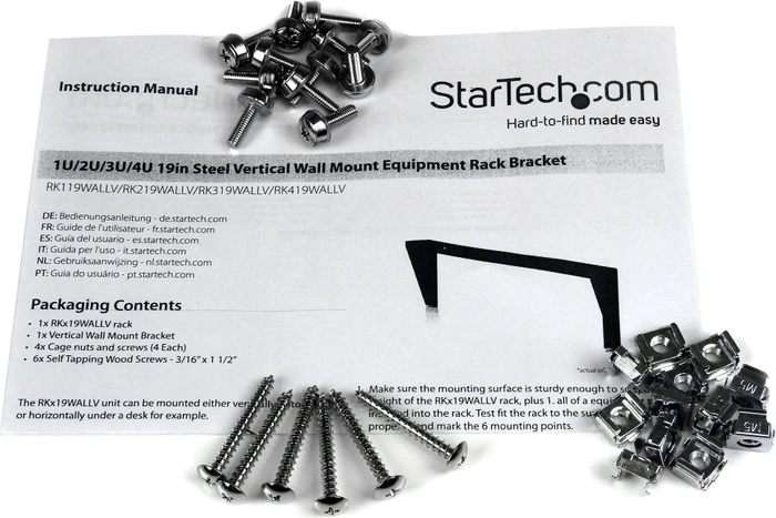 StarTech RK419WALLV, Wandmontage Rack für vertikale Montage, schwarz, 4HE