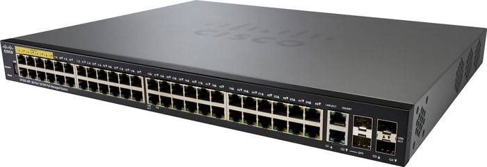 Cisco SF350 Rackmount Managed Switch, 48x RJ-45, 2x SFP, 2x RJ-45/SFP, 382W UPoE