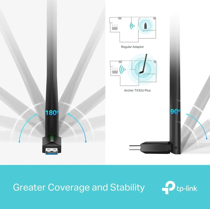 TP-Link AX1800 High Gain DualBand schwarz, 2.4GHz/5GHz WLAN, USB-A 3.0 [Stecker]