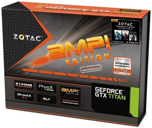 Zotac GeForce GTX Titan AMP!, 6GB GDDR5, 2x DVI, HDMI, DP