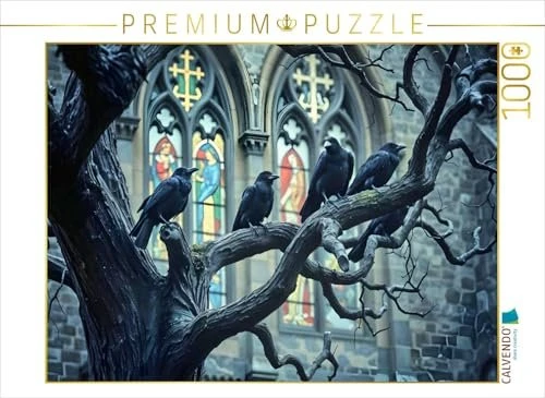 Calvendo Geflüsterte Prophezeiungen - HD-Leinwand Krähen & alte Kirche