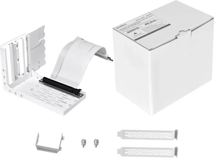 Lian Li Riser Card, inkl. PCI-Slot Blende für Lian Li, gewinkelt, PCIe 4.0, 200mm, weiß