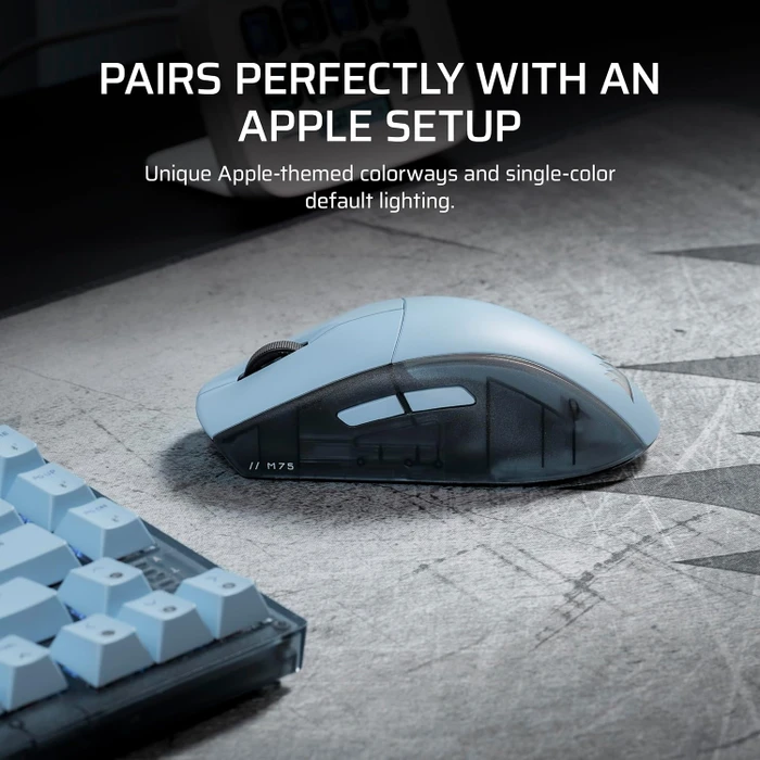 Corsair M75 WIRELESS Lightweight RGB Gaming Mouse for Mac, Frost White, USB/Bluetooth