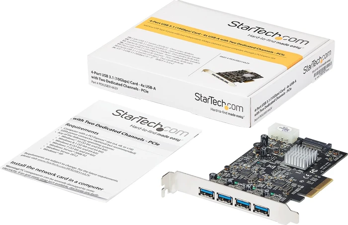 StarTech USB-Controller, 4x USB-A 3.1, PCIe 3.0 x4