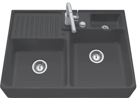 Villeroy & Boch Spülstein Becken rechts mit Ablauffernbedienung graphite