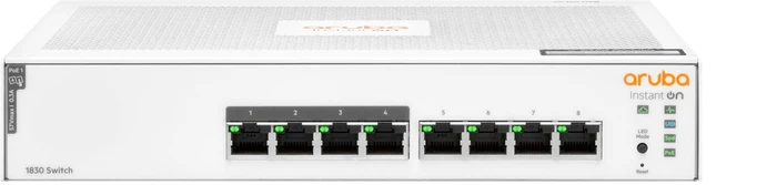HPE Aruba Instant On 1830 Desktop Gigabit Smart Switch, 8x RJ-45, 65W PoE+