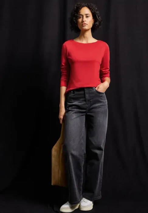 Street One Basic Shirt langarm racing red (Damen)