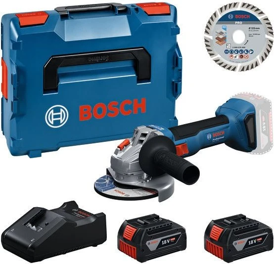 Bosch Professional GWS 18V-8 Akku-Winkelschleifer inkl. Koffer + 2 Akkus 4.0Ah (0615A500E7)