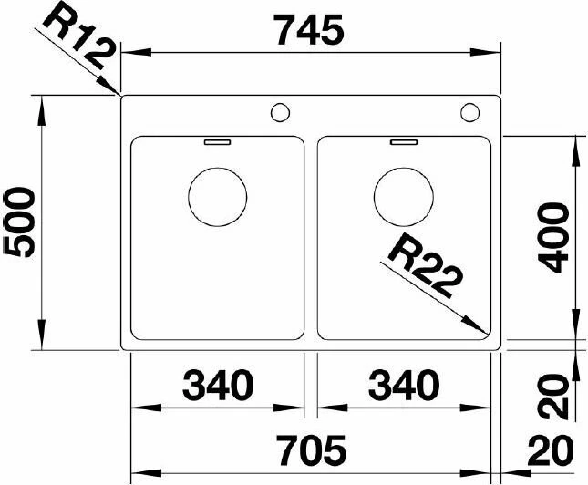 Blanco Andano 340/340-IF/A InFino Einbau Doppelspüle mit Ablauffernbedienung edelstahl