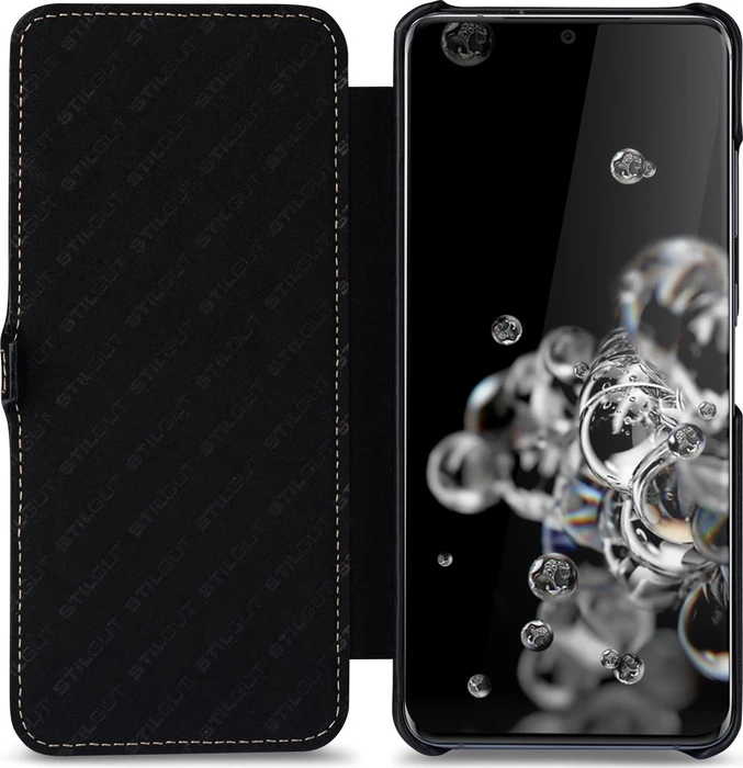 Stilgut Book Type Leather Case Clip Nappa für Samsung Galaxy S20 Ultra schwarz