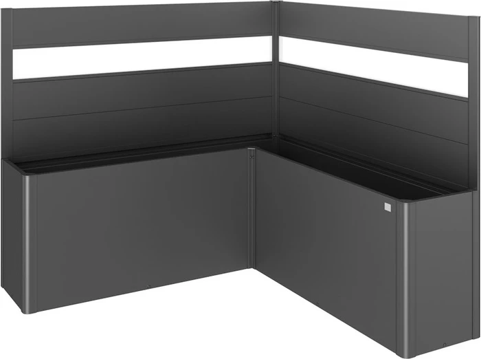 Biohort Sichtschutz mit Lichtpaneel L-Form 201x201x91cm für Hochbeet dunkelgrau-metallic, 2 Stück