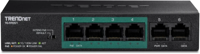 TRENDnet TE-FP Desktop Switch, 6x RJ-45, 60W PoE+