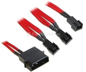 BitFenix Molex auf 3-Pin Adapter, sleeved, 20cm, rot
