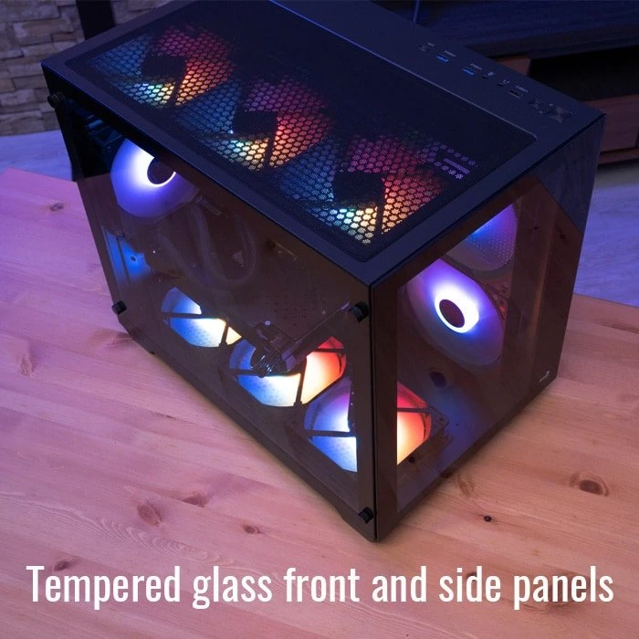 AeroCool Dryft Mini [V1], Lüfter LED Fixed RGB, Glasfenster