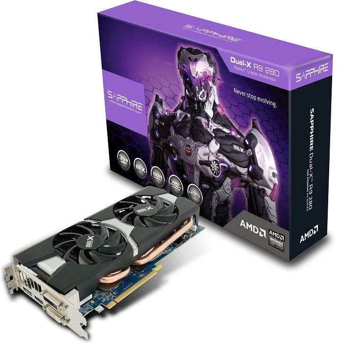 Sapphire Radeon R9 280 Dual-X OC, 3GB GDDR5, 2x DVI, HDMI, DP, full retail