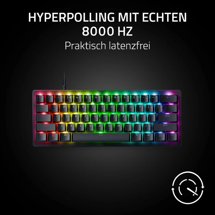 Razer Huntsman V3 Pro Mini 8KHz, schwarz, LEDs RGB, Razer Analog Optical Switch Gen-2, USB, DE