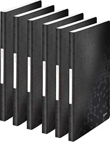 Leitz WOW Sichtbuch, A4, schwarz, inkl. 40 Klarsichthüllen, 6er-Pack