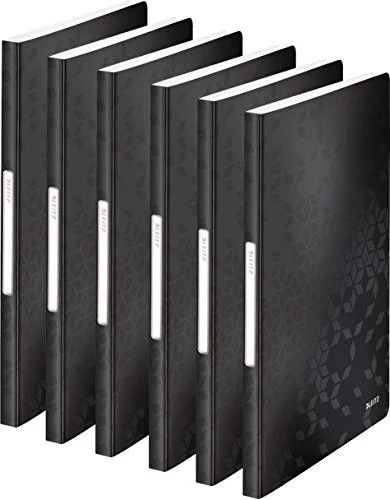 Leitz WOW Sichtbuch, A4, schwarz, inkl. 40 Klarsichthüllen, 6er-Pack