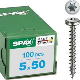 Spax Edelstahl rostfrei A2 4CUT T-STAR plus T20 Universalschraube, 5x50mm, 100 Stück