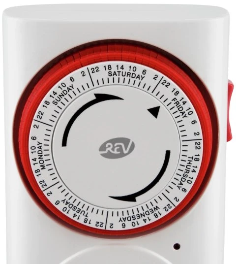 REV Ritter mechanische Wochenzeitschaltuhr Premium, weiß/rot