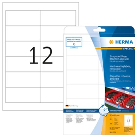 Herma Folienetiketten, 97x42.3mm, ablösbar, wetterfest, weiß, matt, 20 Blatt (240 Etiketten)