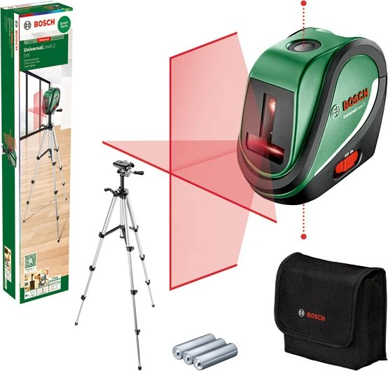 Bosch DIY UniversalLevel 2 Batterie-Kreuzlaser inkl. Tasche + Zubehör