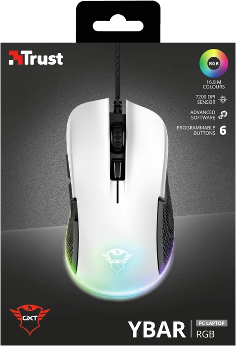 Trust Gaming GXT 922W YBAR RGB Gaming Mouse weiß/schwarz, USB