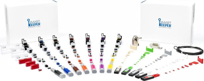 SmartKeeper Essential Lockable Flash Drive 32GB grau/blau, USB-A, USB 2.0